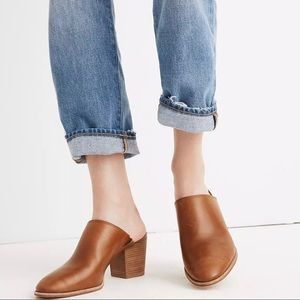 Madewell Harper Genuine Brown Leather Mules size 8
